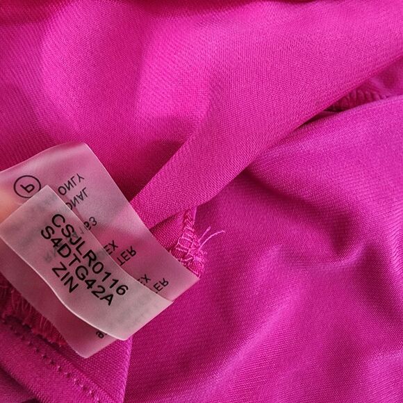 Calvin Klein Women Top Large Pink Sleeveless Blouse Side Tie Peplum Stretch Tank - Picture 10 of 10